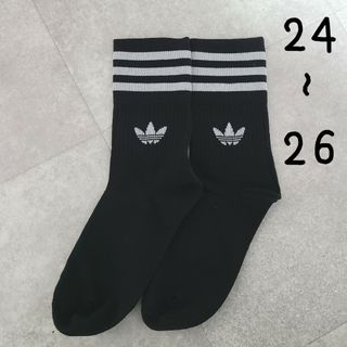 adidas - adidas 靴下 トレフォイル 24 25 26 黒 三本ライン