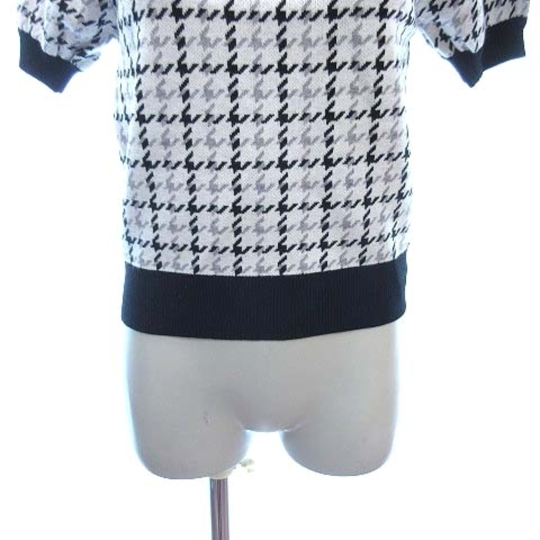GRL(グレイル)のグレイル ニット セーター 半袖 パフスリーブ モックネック 千鳥格子 M 白 レディースのトップス(ニット/セーター)の商品写真