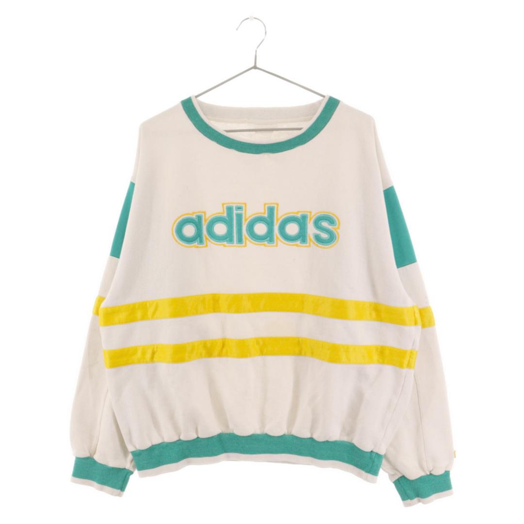 adidas(アディダス)のadidas アディダス 80s VINTAGE バイカラーロゴスウェットパーカー ホワイト/イエロー/グリーン メンズのトップス(パーカー)の商品写真