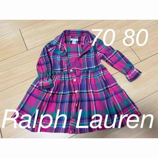 ラルフローレン(Ralph Lauren)の12M 70 80サイズ　polo Ralph Lauren チェックワンピース(ワンピース)