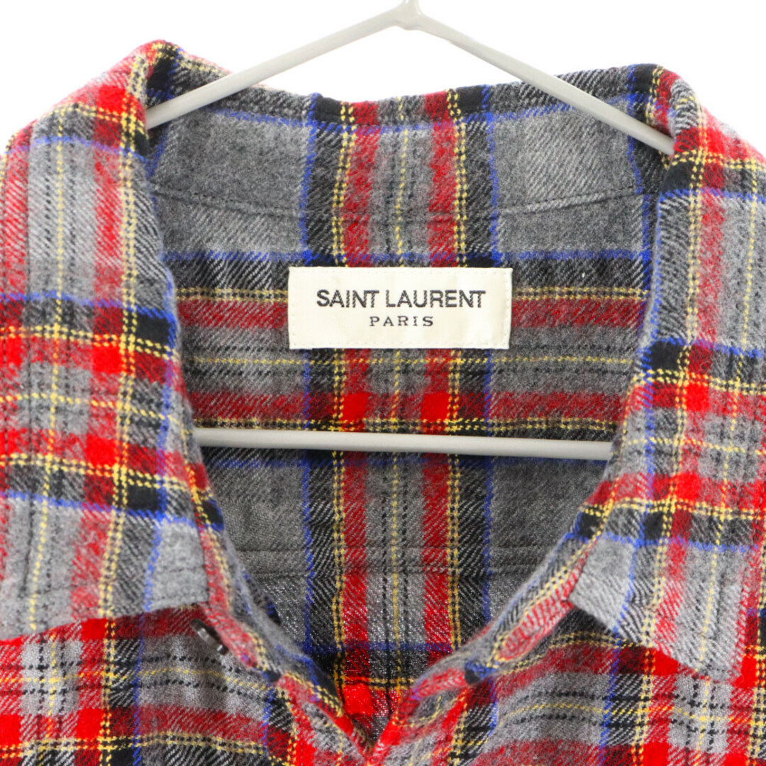 Saint Laurent(サンローラン)のSAINT LAURENT PARIS サンローランパリ 22SS ウール生地 チェックシャツ 長袖シャツ 660456 Y22HA レッド/グレー メンズのトップス(シャツ)の商品写真