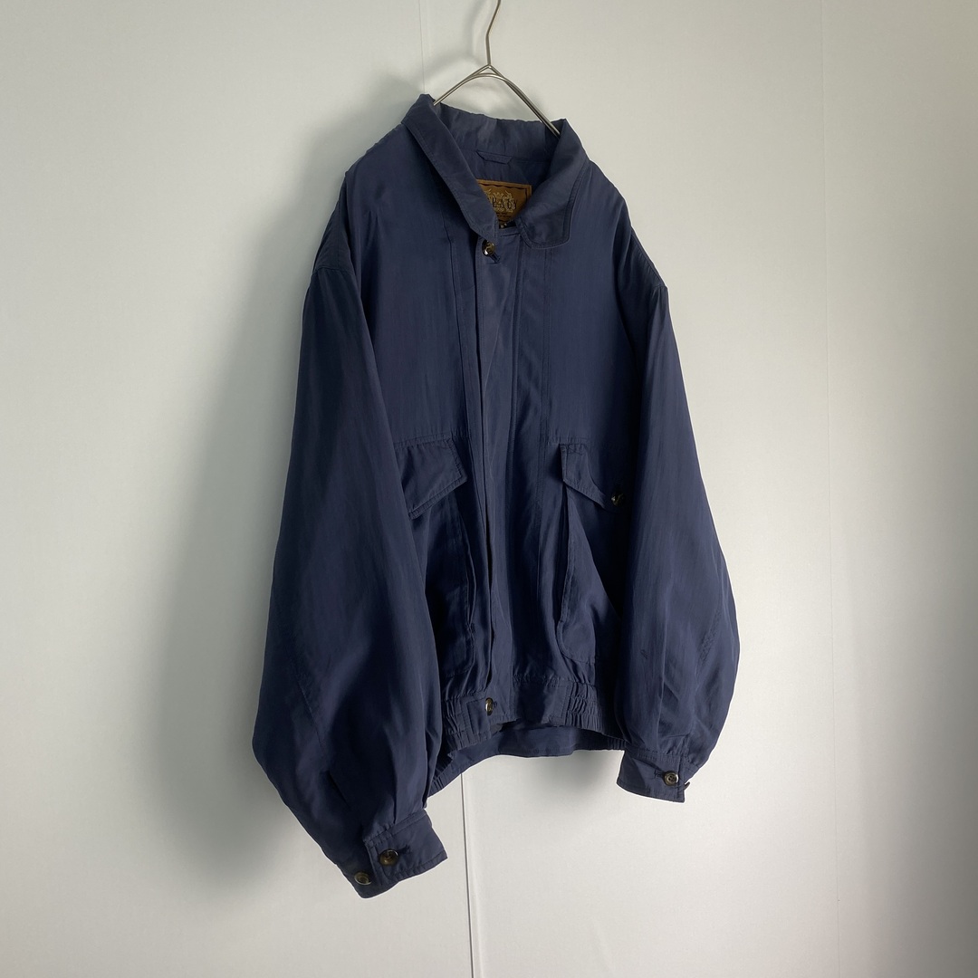 【ブルゾン　シルク100％　ワントーン　ネイビー　古着】 メンズのジャケット/アウター(ブルゾン)の商品写真