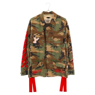 OFF-WHITE - OFF-WHITE オフホワイト 15AW EMBROIDERED CAMOUFLAGE FIELD JACKE バックデザイン カモ ミリタリージャケット グリーン