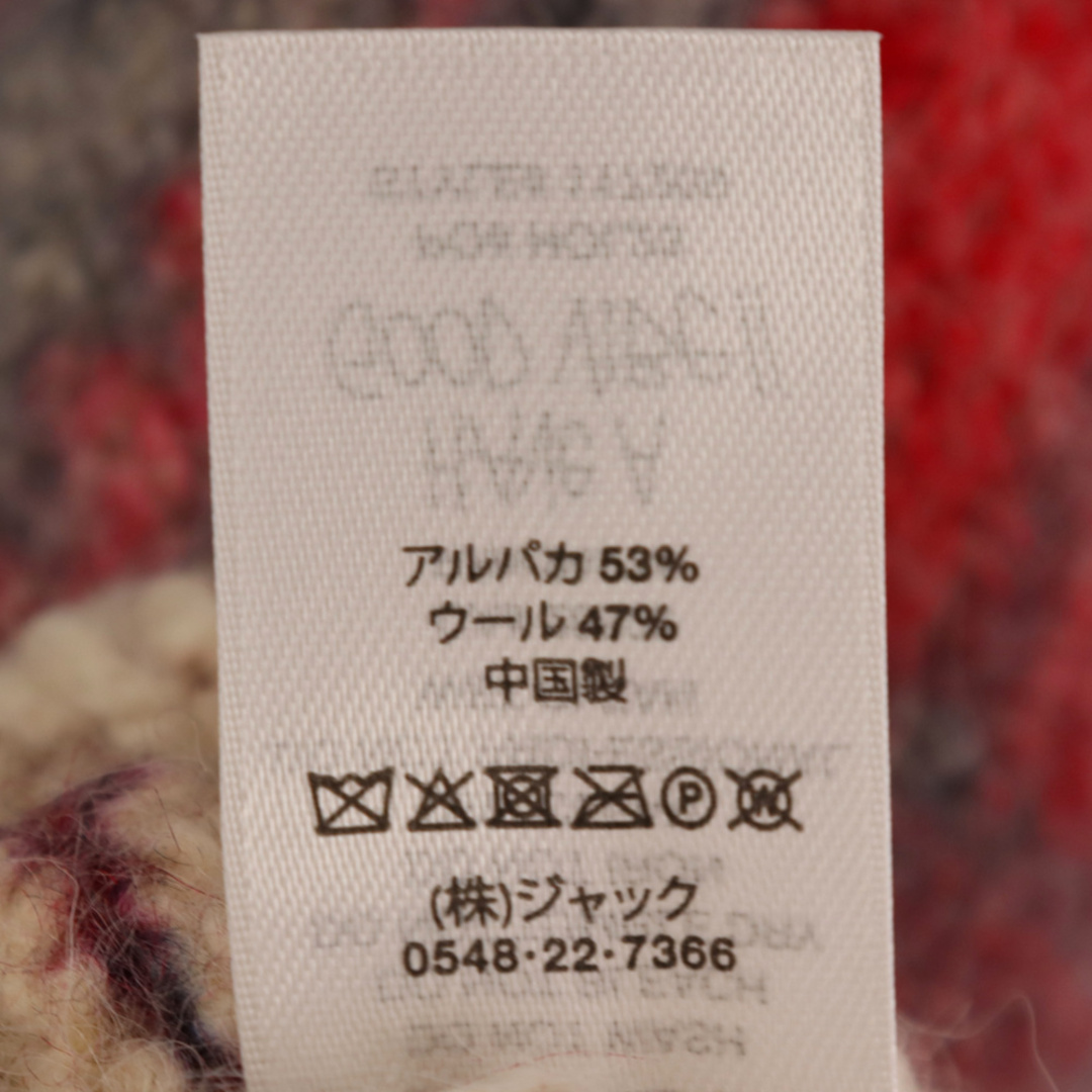 STUSSY(ステューシー)のSTUSSY ステューシー MIXED PRINT ALPACA SWEATER Vネック ニットセーター アルパカニット グレー/レッド メンズのトップス(ニット/セーター)の商品写真