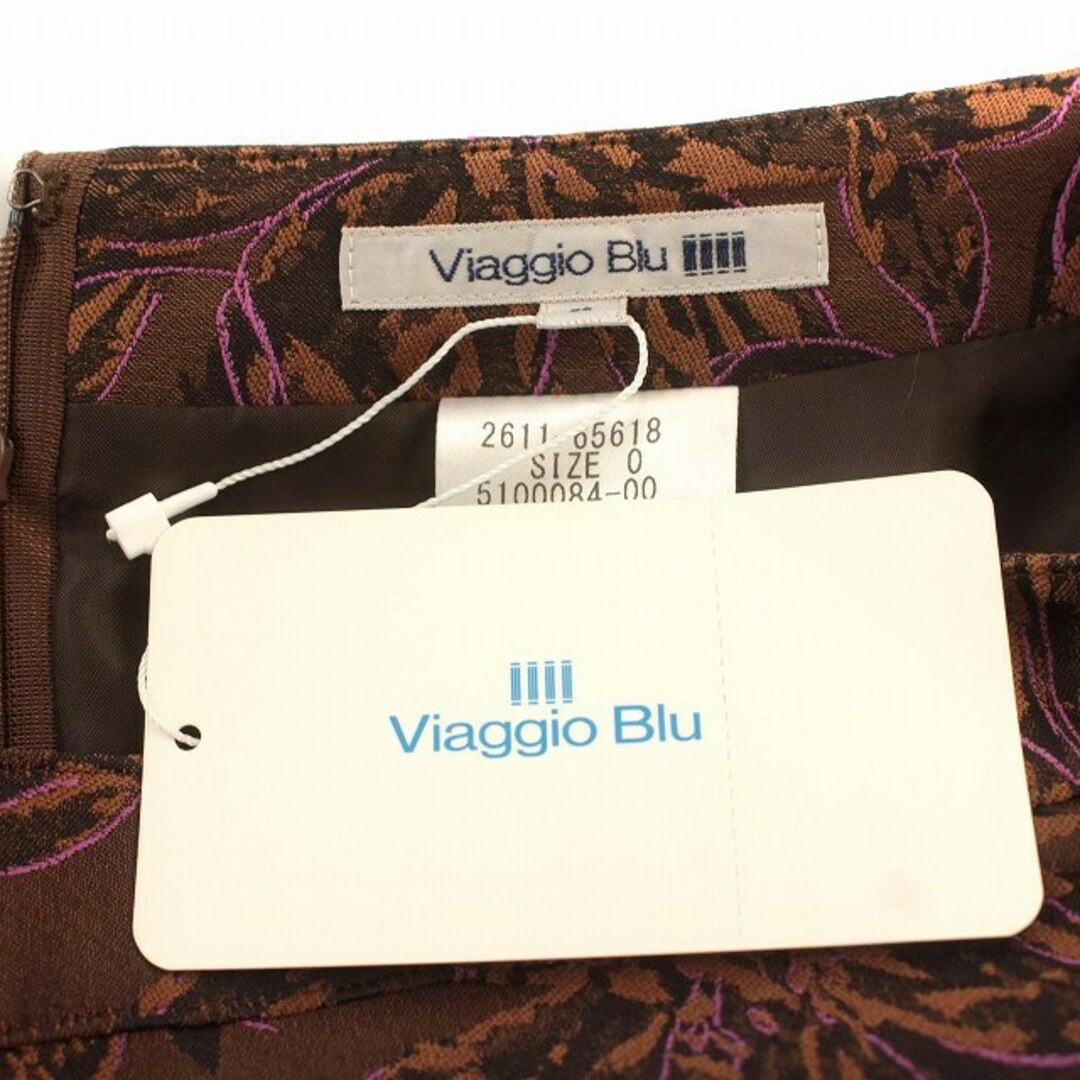 VIAGGIO BLU(ビアッジョブルー)のビアッジョブルー Viaggio Blu スカート ひざ丈 花柄 0 S 茶  レディースのスカート(ひざ丈スカート)の商品写真