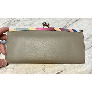 ポールスミス(Paul Smith)のポールスミス マルチストライプ スワールトリム がま口 長財布 グレージュ(財布)