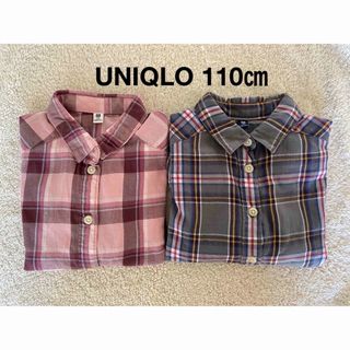 ユニクロ(UNIQLO)のUNIQLOキッズ　チェックシャツ110 ２枚(ブラウス)