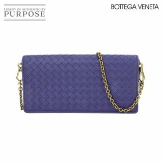 ボッテガヴェネタ(Bottega Veneta)の未使用 展示品 ボッテガ ヴェネタ BOTTEGA VENETA イントレチャート チェーン ウォレット 二つ折り 長財布 レザー パープル VLP 90223540(財布)