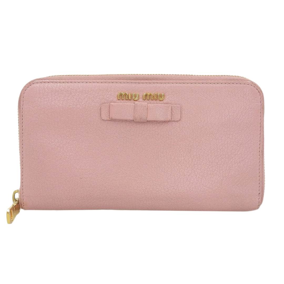 本物保証】 ミュウミュウ MIUMIU リボン ラウンドファスナー長 本物保証】 ミュウミュウ MIUMIU リボン ラウンドファスナー長