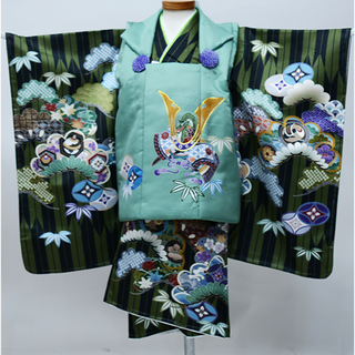 七五三 三歳 男児 被布着物フルセット 日本製 陽気な天使 兜 NO39642(和服/着物)