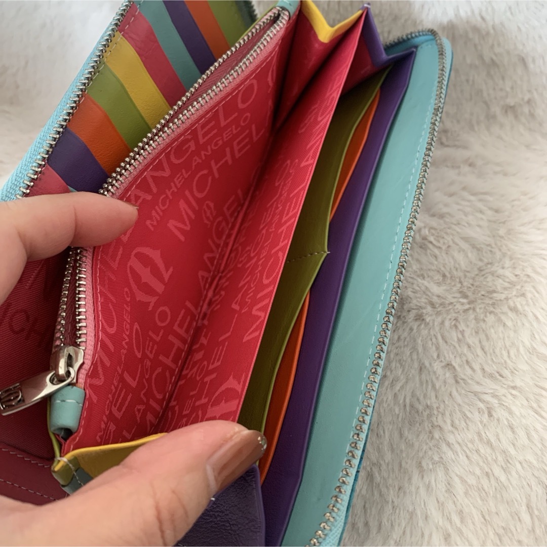 ABISTE(アビステ)のアビステ ミケランジェロ 長財布 いちご 苺 緑 グリーン レザー レディースのファッション小物(財布)の商品写真