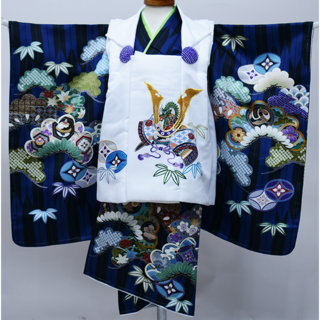 七五三 三歳 男児 被布着物フルセット 日本製 陽気な天使 兜 NO39647(和服/着物)