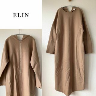 エリン(ELIN)のELIN ウールワンピース ベージュ 秋冬物 エレガント 美シルエット(ロングワンピース/マキシワンピース)