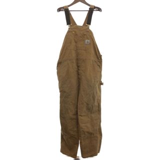 カーハート(carhartt)の90年代 Carhartt カーハート ダック ワーク オーバーオール ボトムス ワーク ブラウン (メンズ 46×29相当) 中古 古着 P6963(サロペット/オーバーオール)