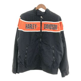 ハーレーダビッドソン(Harley Davidson)の2000年代～ HARLEY DAVIDSON ハーレーダビッドソン ナイロン ライダースジャケット ブラック (メンズ XL相当) 中古 古着 P6965(その他)