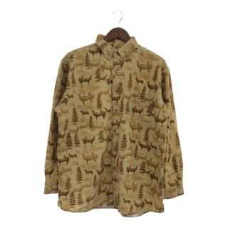 ウールリッチ(WOOLRICH)のWOOLRICH ウールリッチ 総柄 アニマルプリント シカ 長袖シャツ トップス カジュアル ブラウン (メンズ L) 中古 古着 P6981(シャツ)