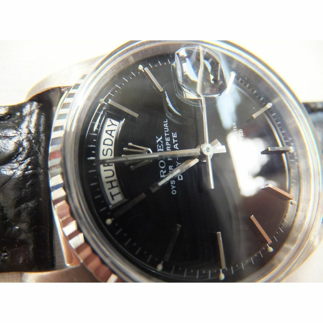 ROLEX(ロレックス)のROLEX　ロレックス　メンズ時計デイデイト金無垢K18WG　黒文字盤　1803 メンズの時計(レザーベルト)の商品写真