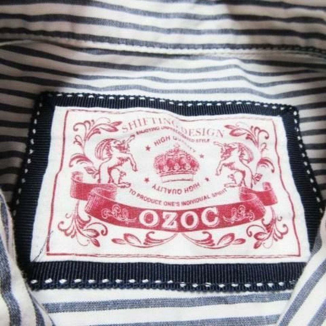 OZOC(オゾック)のオゾック ロング丈コットンシャツ ロールアップ 38 紺 230127CK3A レディースのトップス(シャツ/ブラウス(長袖/七分))の商品写真