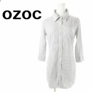 オゾック(OZOC)のオゾック ロング丈コットンシャツ ロールアップ 38 紺 230127CK3A(シャツ/ブラウス(長袖/七分))