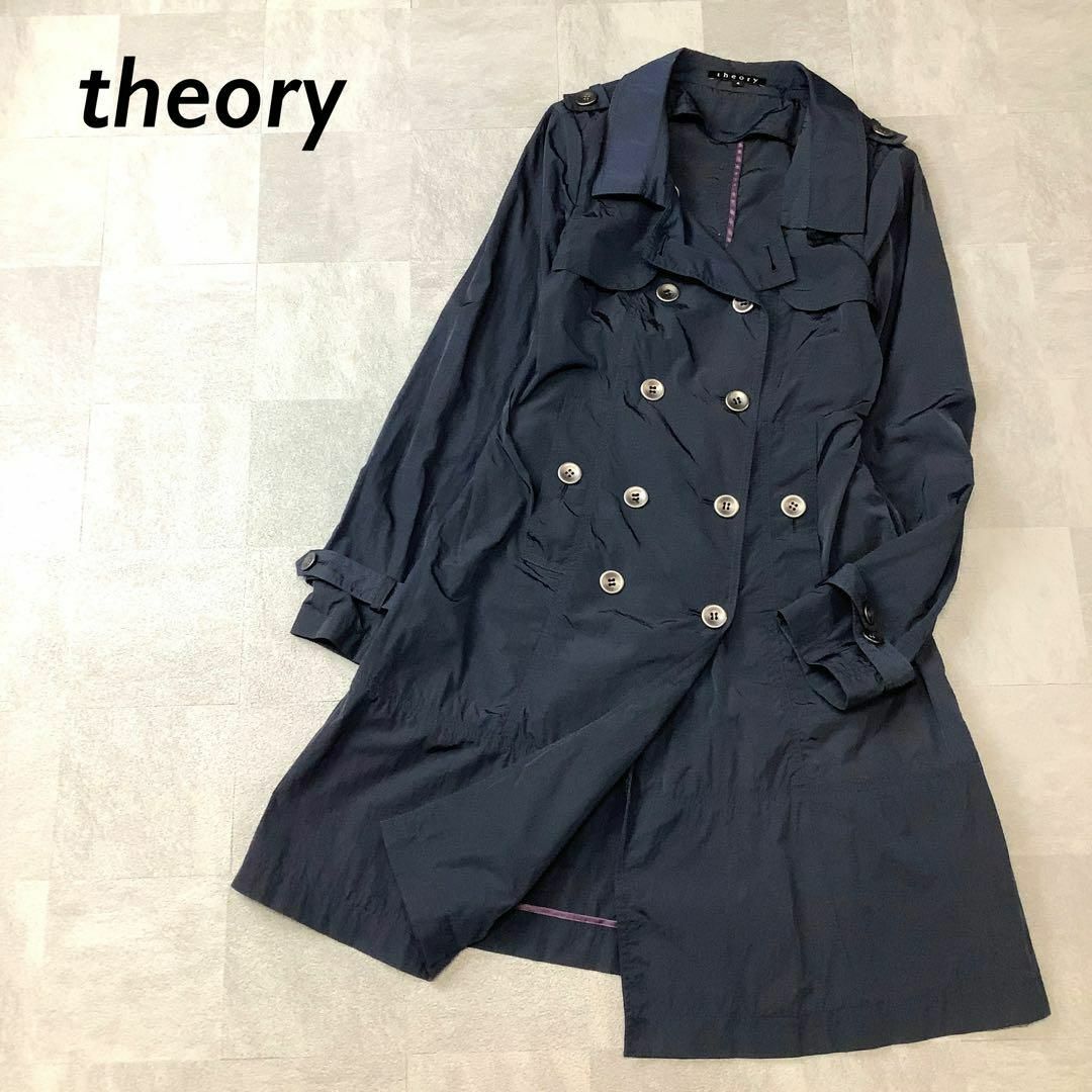 theory(セオリー)のtheory セオリー ナイロン トレンチ コート ネイビー レディースのジャケット/アウター(トレンチコート)の商品写真