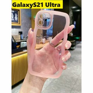 Galaxy - GalaxyS21 Ultra ウェーブエッジ なみなみ　可愛いケース　ピンク