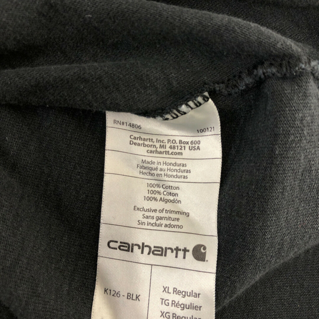 carhartt(カーハート)のCarhartt カーハート ワンポイントロゴ 長袖ポケットTシャツ トップス ワーク ブラック (メンズ XL) 中古 古着 P7011 メンズのトップス(Tシャツ/カットソー(七分/長袖))の商品写真