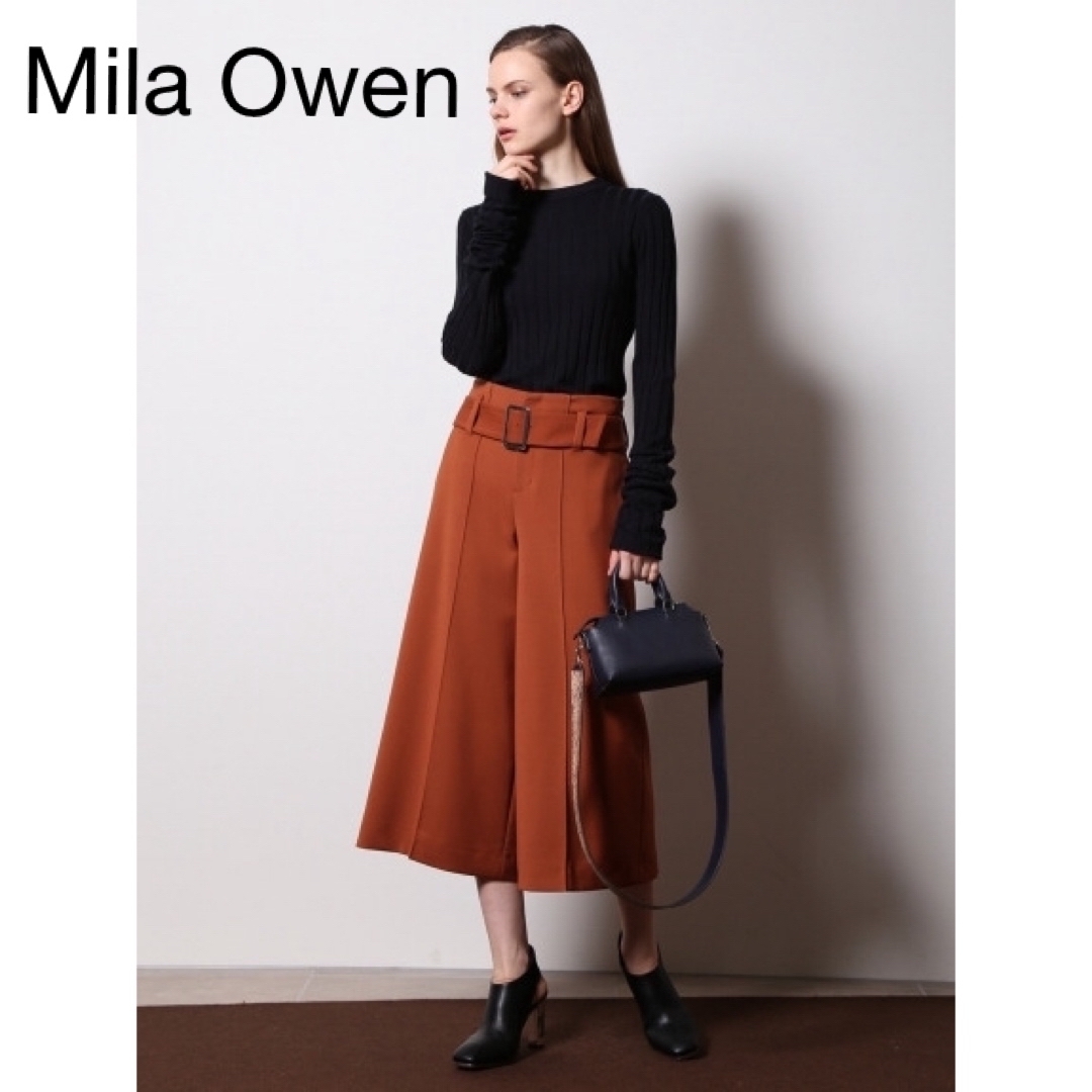 Mila Owen(ミラオーウェン)のMila Owen ベルト付ワイドパンツ レディースのパンツ(クロップドパンツ)の商品写真