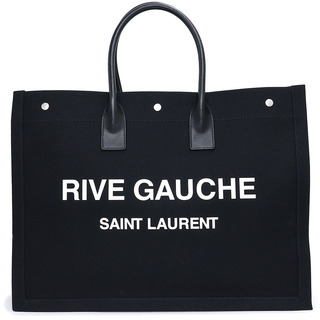 サンローラン(Saint Laurent)のサンローランパリ リヴ ゴーシュ キャンバス トートバッグ コットン NOIR ET BLANC ブラック 黒 シルバー金具 509415 SAINT LAURENT PARIS（新品・未使用品）(トートバッグ)