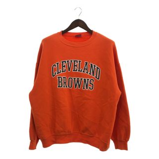 NFL クリーブランド・ブラウンズ スウェット トップス 大きいサイズ プロチーム オレンジ (メンズ XL相当) 中古 古着 P7027(スウェット)