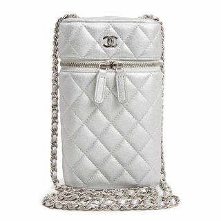 シャネル(CHANEL)のシャネル バニティ フォンケース スマホ マトラッセ チェーン ショルダーバッグ 斜め掛け ラムスキン レザー メタリックシルバー シルバー金具 AP2084 CHANEL（新品・未使用品）(ショルダーバッグ)