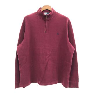 ポロラルフローレン(POLO RALPH LAUREN)の90年代 Polo by Ralph Lauren ラルフローレン ハーフジップ ドライバーズニット セーター ワンポイントロゴ (メンズ XL) 中古 古着 P7047(スウェット)