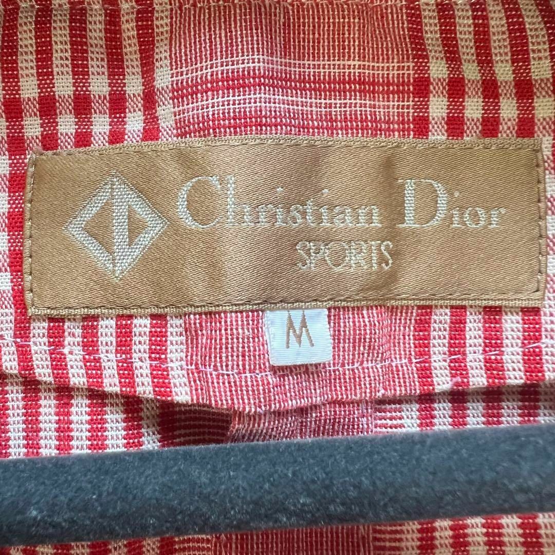 Christian Dior(クリスチャンディオール)の【良品】Christian Dior チェック柄ジャケット レッド M レディースのジャケット/アウター(ノーカラージャケット)の商品写真