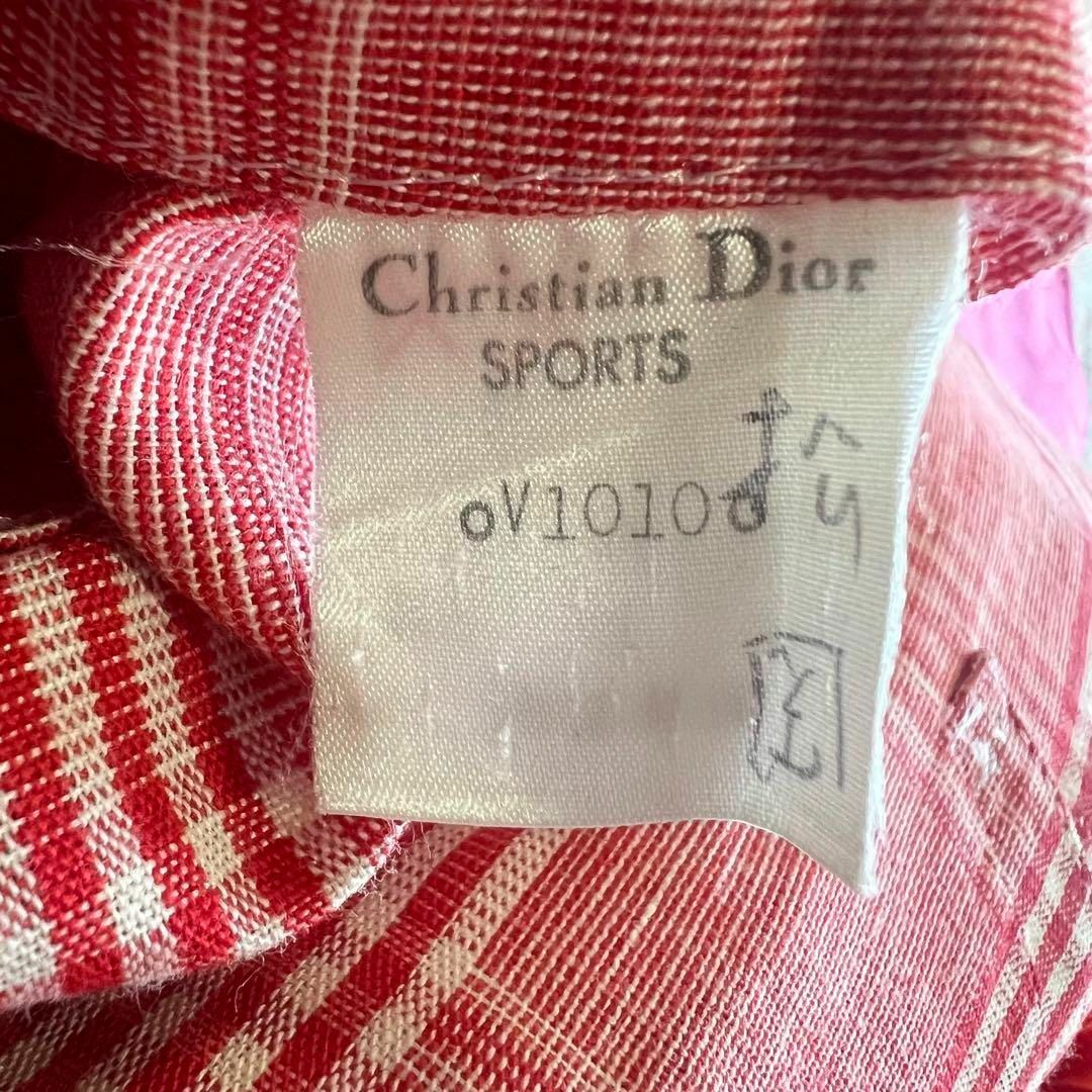 Christian Dior(クリスチャンディオール)の【良品】Christian Dior チェック柄ジャケット レッド M レディースのジャケット/アウター(ノーカラージャケット)の商品写真