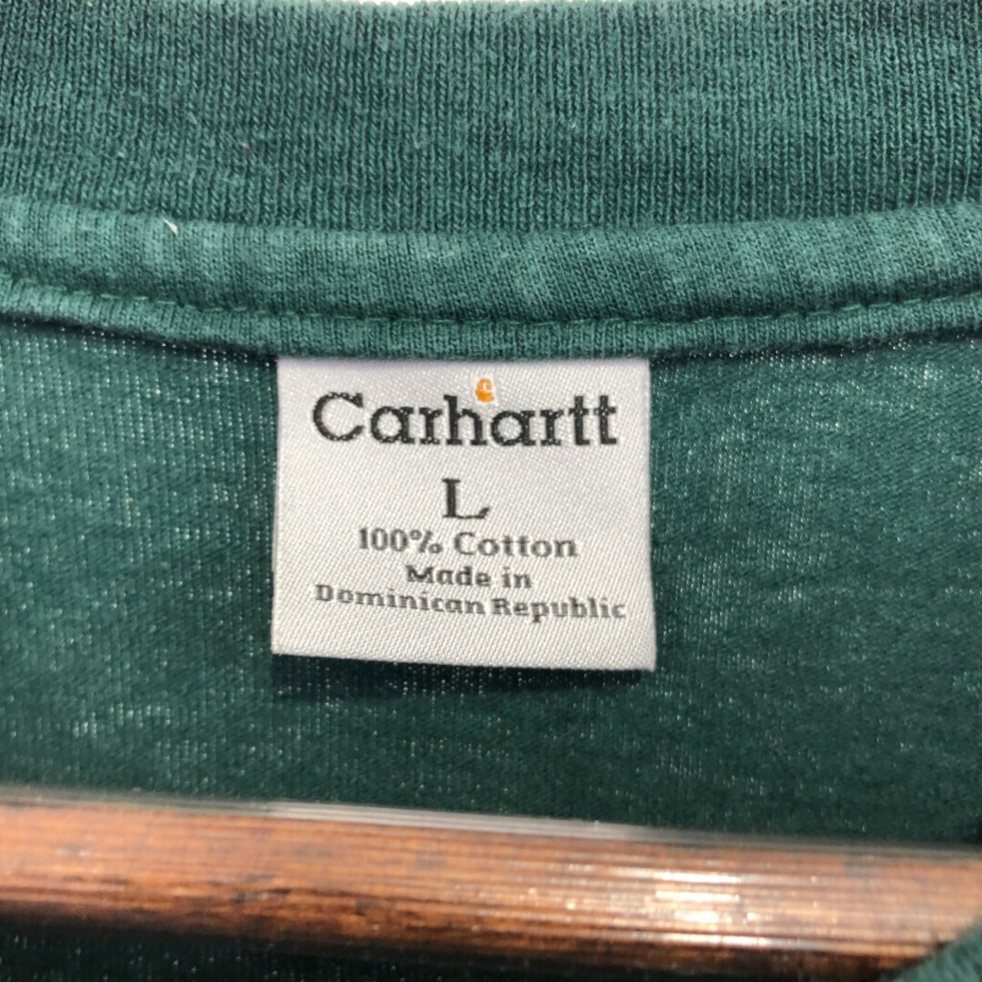 carhartt(カーハート)のCarhartt カーハート ヘンリーネック 長袖 ポケットTシャツ ワーク ワンポイントロゴ グリーン (メンズ L) 中古 古着 P7063 メンズのトップス(Tシャツ/カットソー(七分/長袖))の商品写真