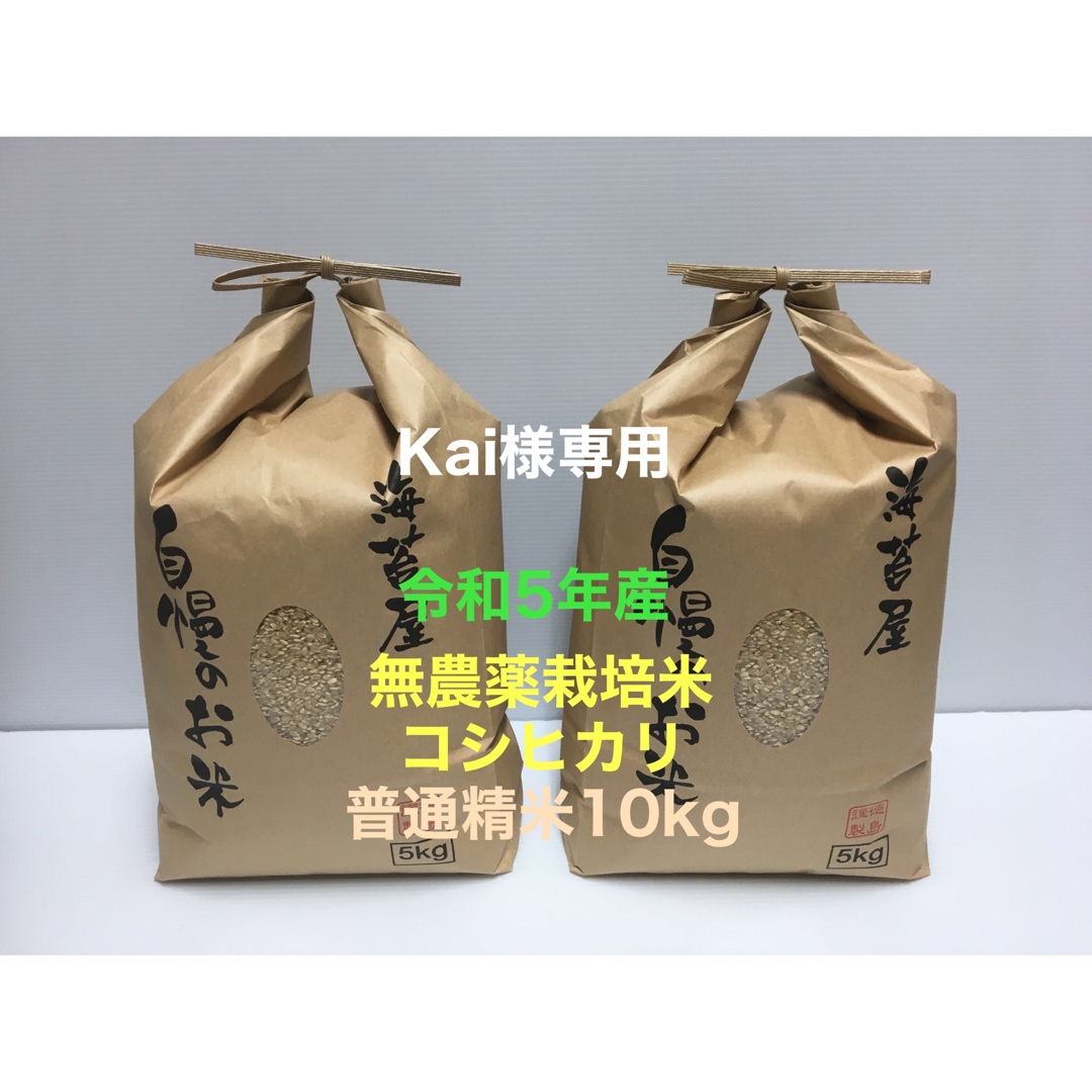 Kai 無農薬コシヒカリ普通精米10kg(5kg×2)令和5年産