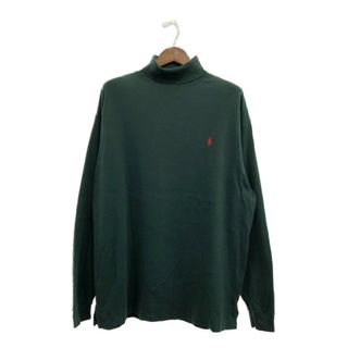 ポロラルフローレン(POLO RALPH LAUREN)の90年代 USA製 Polo by Ralph Lauren ポロ ラルフローレン タートルネック 長袖Ｔシャツ グリーン (メンズ XL) 中古 古着 P7149(Tシャツ/カットソー(七分/長袖))