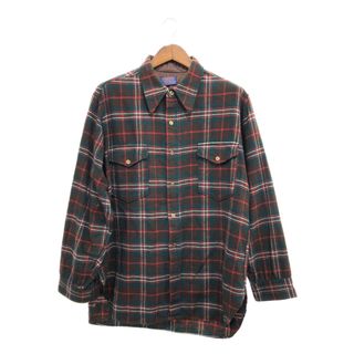 ペンドルトン(PENDLETON)の70年代 USA製 PENDLETON ペンドルトン ウールシャツ トップス アメカジ ヴィンテージ チェック ブラウン (メンズ 17 1/2) 中古 古着 P7272(シャツ)