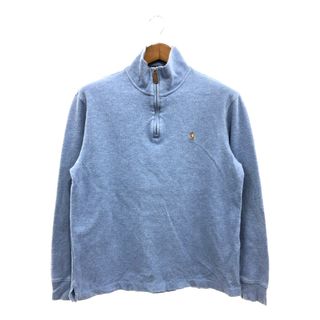 ポロラルフローレン(POLO RALPH LAUREN)のPolo by Ralph Lauren ポロ ラルフローレン ドライバーズニット ハーフジップ ワンポイントロゴ ブルー (メンズ M) 中古 古着 P7311(Tシャツ/カットソー(七分/長袖))