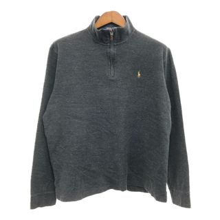 ポロラルフローレン(POLO RALPH LAUREN)のPolo by Ralph Lauren ポロ ラルフローレン ドライバーズニット ハーフジップ ワンポイントロゴ ブラック (メンズ L) 中古 古着 P7312(Tシャツ/カットソー(七分/長袖))