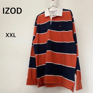 IZOD メンズ　ボーダー　薄手　ロンT トップス　オレンジ　ビッグサイズ(Tシャツ/カットソー(七分/長袖))