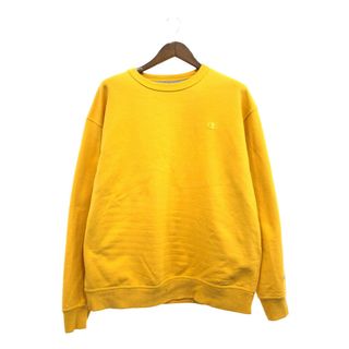 チャンピオン(Champion)のChampion チャンピオン オーセンティック スウェット トップス アメカジ ワンポイントロゴ イエロー (メンズ XL) 中古 古着 P7315(スウェット)