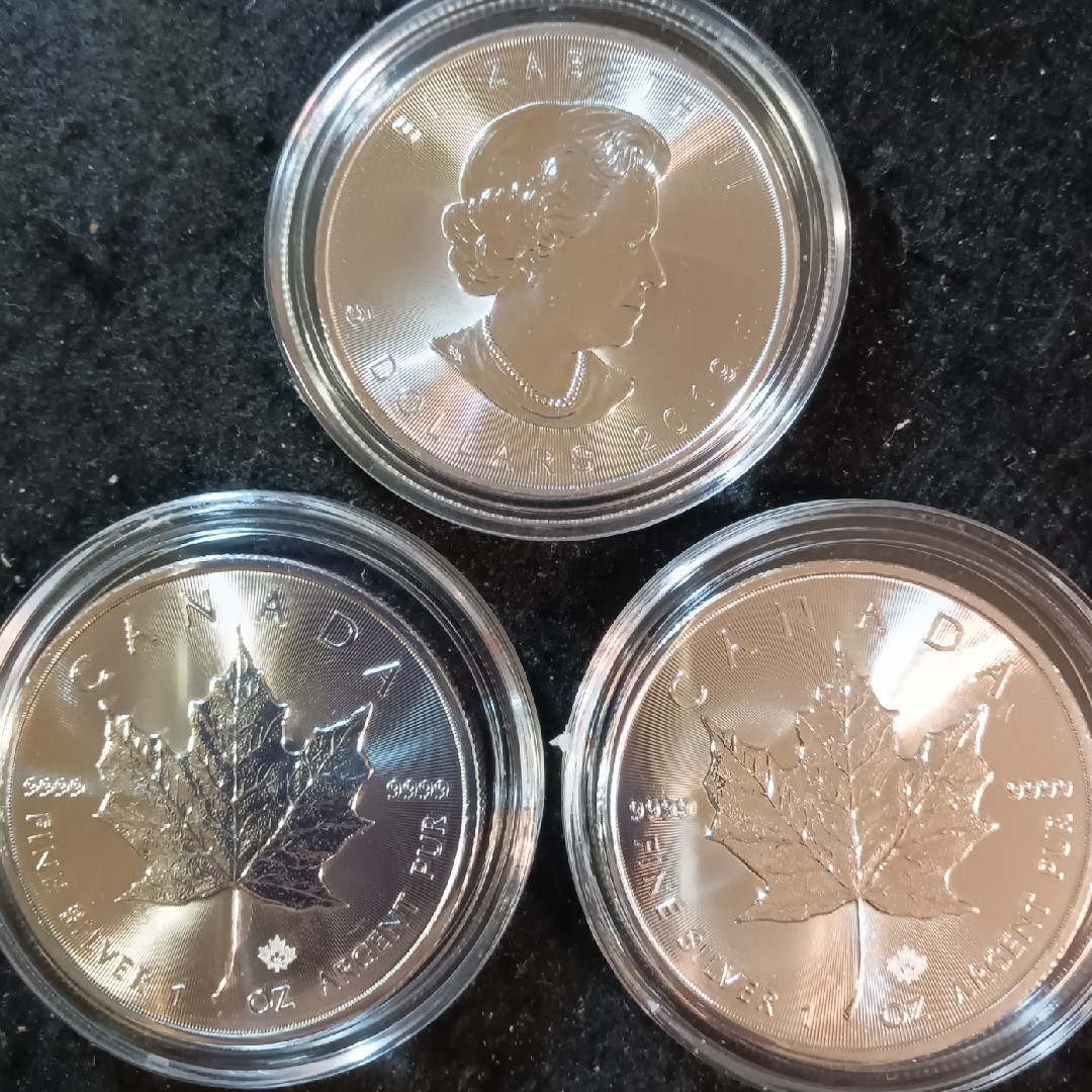 カナダメイプルリーフ1オンス銀貨 未使用美品銀貨 正規購入品純銀地 カナダメイプルリーフ1オンス銀貨 未使用美品銀貨 正規購入品純銀地
