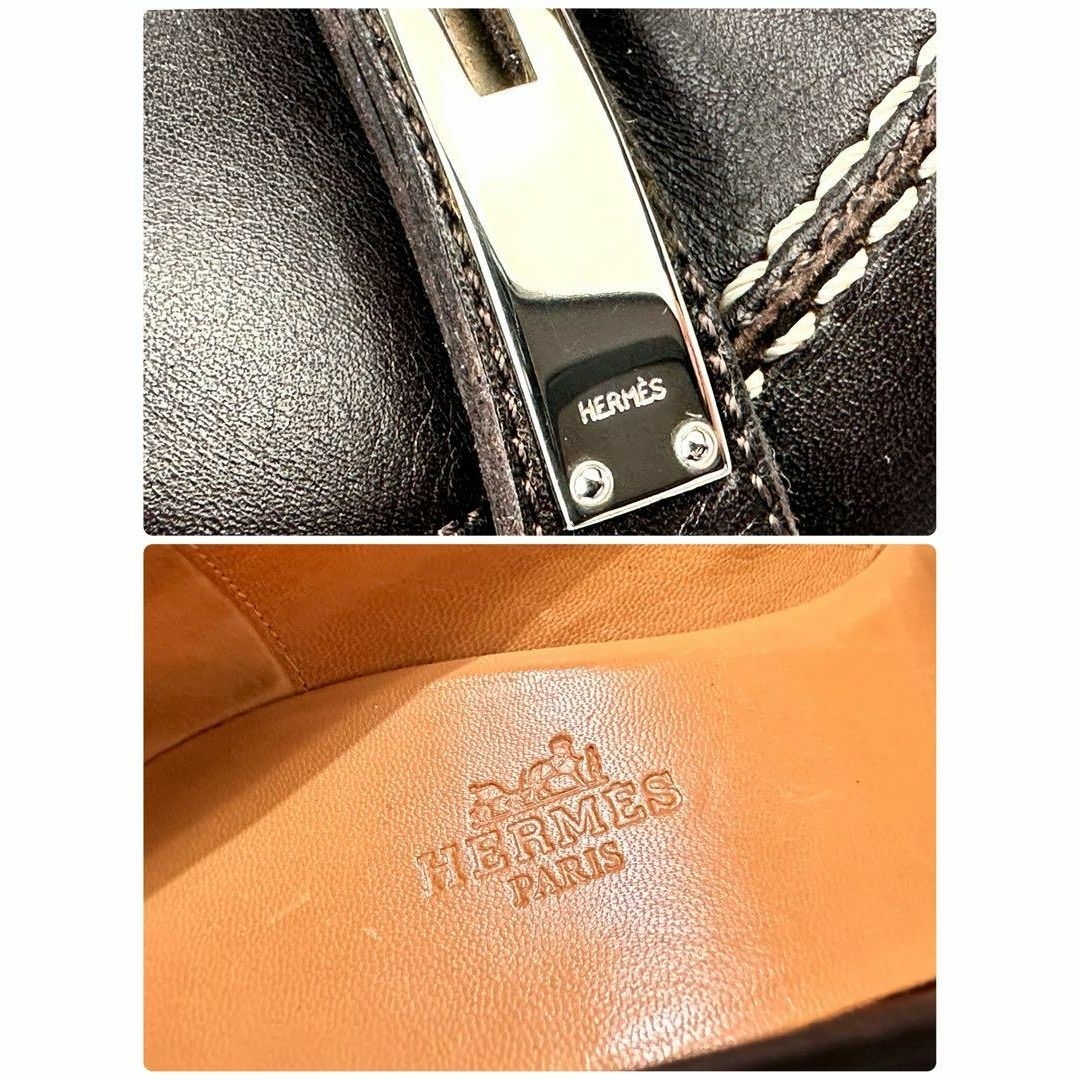 Hermes(エルメス)のエルメス ケリーパンプス スクエアトゥ 36.5 ダークブラウン カーフレザー レディースの靴/シューズ(ハイヒール/パンプス)の商品写真