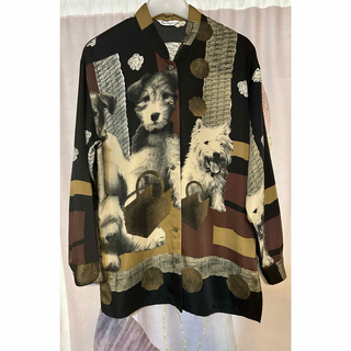 Pat Hogue パットホーグ ヴィンテージ  犬 ドッグ バンドカラーシャツ(シャツ/ブラウス(長袖/七分))