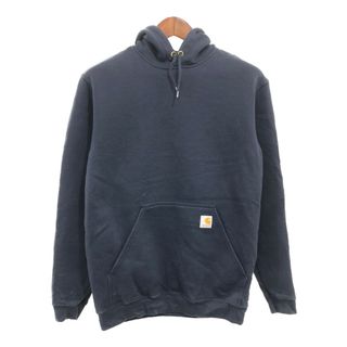 カーハート(carhartt)のCarhartt カーハート ロゴ スウェット パーカー トップス ワーク 袖プリント ネイビー (メンズ S) 中古 古着 P7720(パーカー)