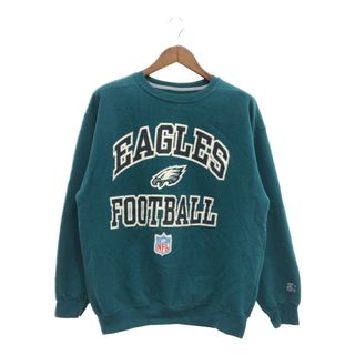 90年代 USA製 STARTER スターター NFL フィラデルフィア・イーグルス スウェット プロチーム グリーン (メンズ XL) 中古 古着 P7785(スウェット)