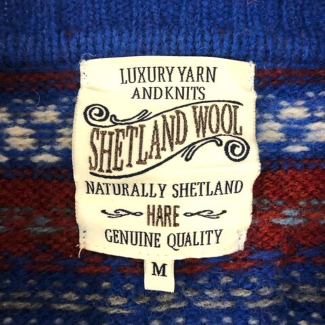 HARE(ハレ)のハレ SHETLAND WOOL ニット ウール ノルディック柄 長袖 M 青 メンズのトップス(ニット/セーター)の商品写真