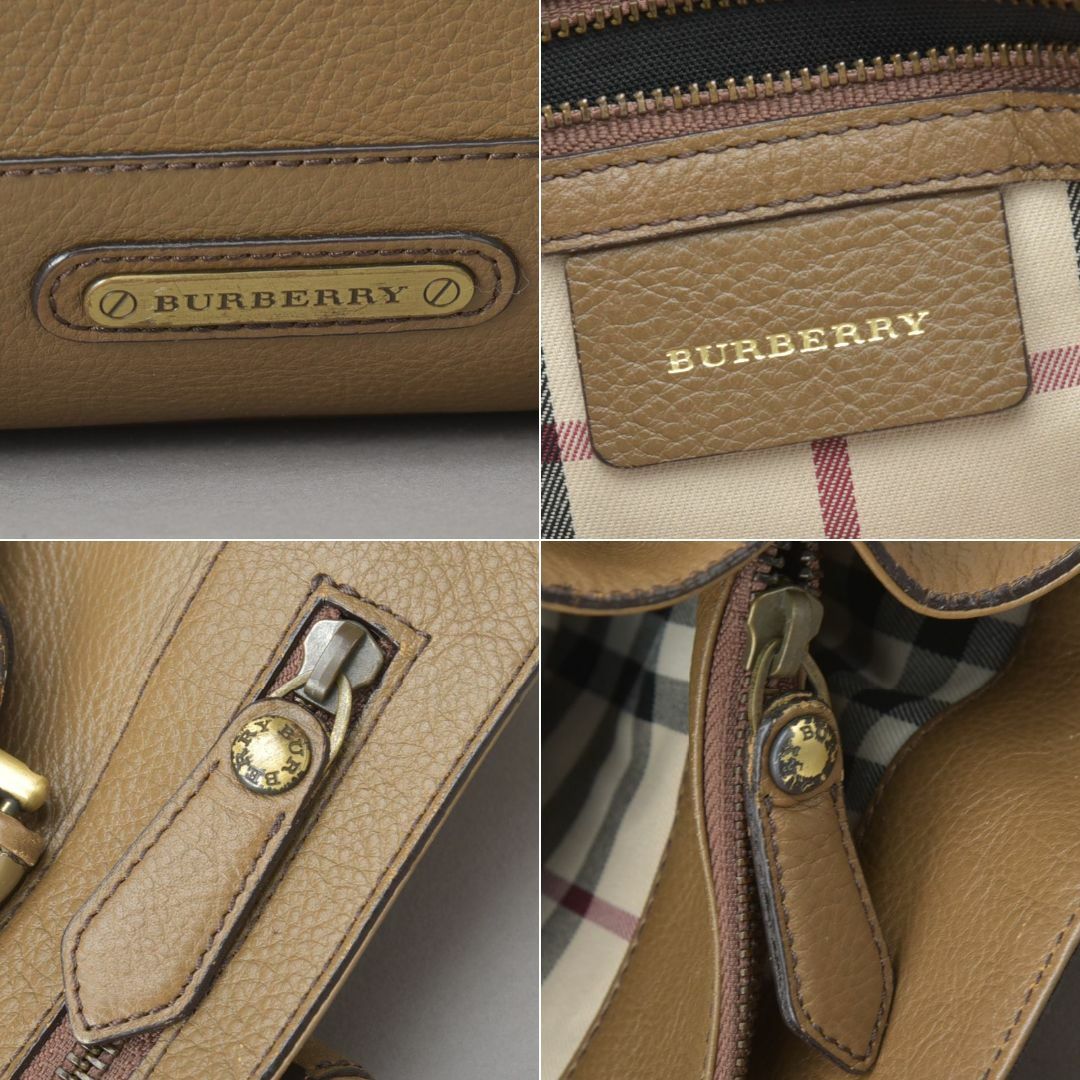 BURBERRY(バーバリー)の美品◇BURBERRY バーバリー トートバッグ 本革 エナメル ステッチ 茶 メンズのバッグ(トートバッグ)の商品写真