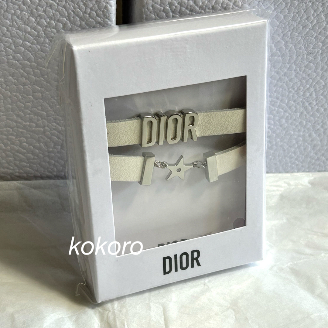 Dior(ディオール)のディオール ブレスレット チョーカー ホワイト スター ノベルティ ptレザー レディースのアクセサリー(ブレスレット/バングル)の商品写真