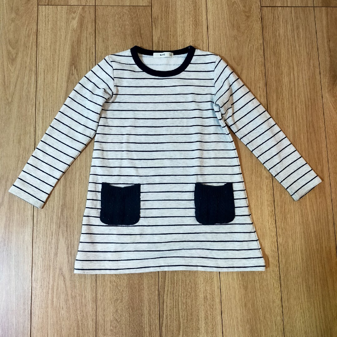 MPS(エムピーエス)のmps ボーダーチュニックワンピース 120 キッズ/ベビー/マタニティのキッズ服女の子用(90cm~)(ワンピース)の商品写真